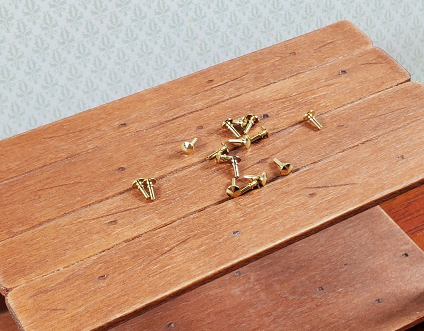 Dollhouse Tiny Gold Plated Brass Knobs Drawer Pulls Set of 16 Houseworks #12005 - Miniature Crush