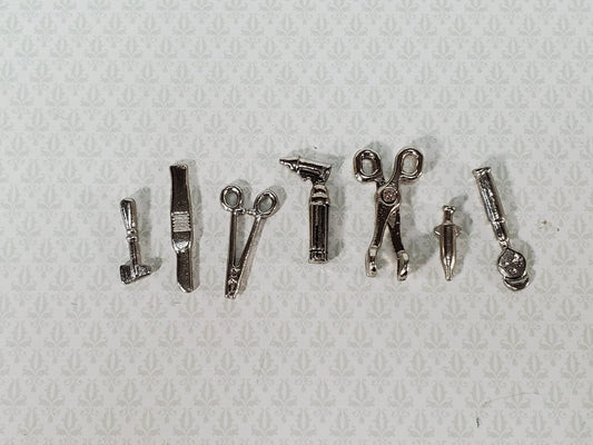 Dollhouse Tiny Medical Surgical Instruments 7 Pieces Metal Miniature Accessories Tools - Miniature Crush