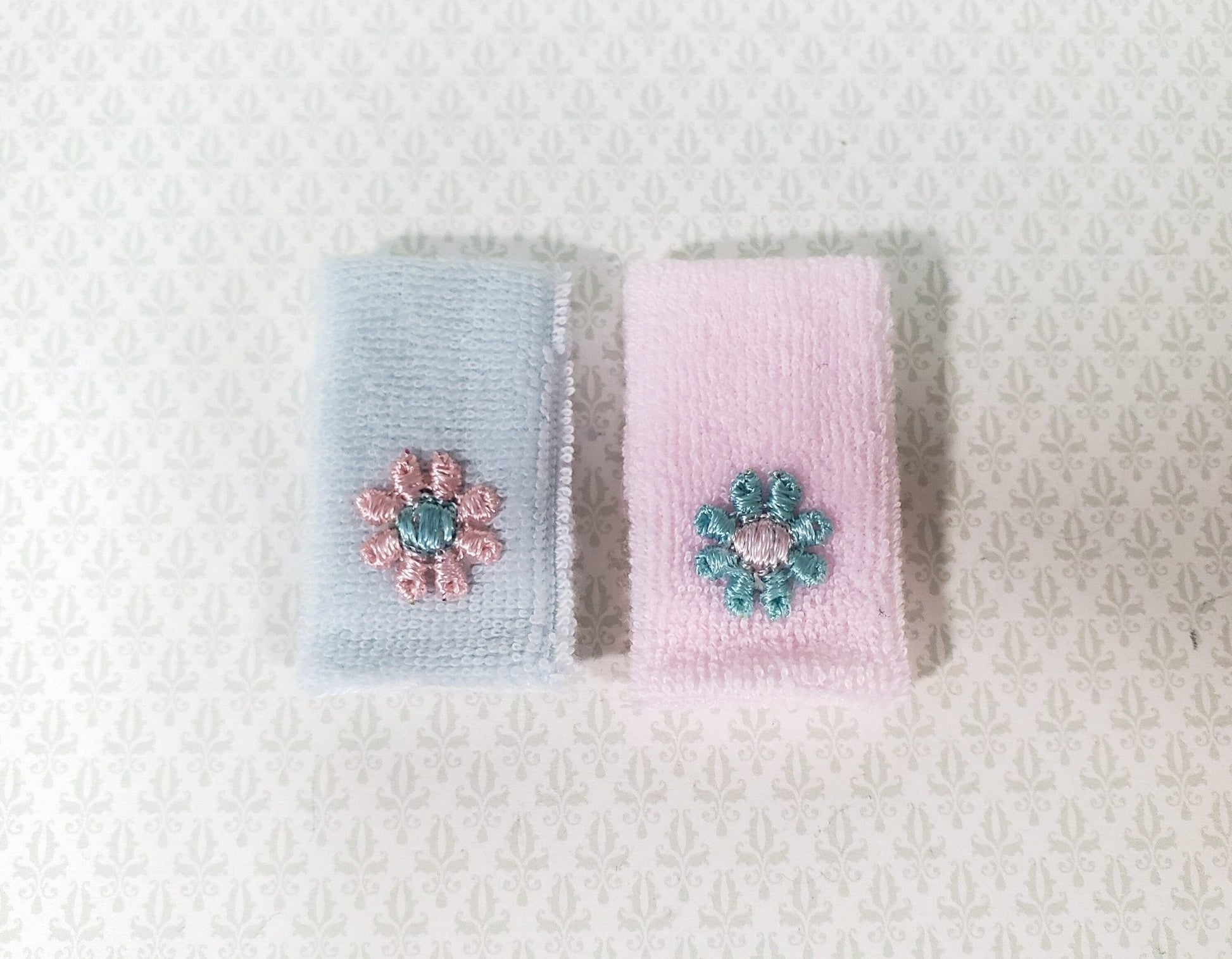 Dollhouse Towels Pink & Blue Set of 2 1:12 Scale Miniature Bathroom Accessories Decor - Miniature Crush