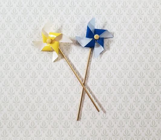 Dollhouse Toy Pinwheels Set of 2 Garden Windmills 1:12 Scale Miniatures - Miniature Crush