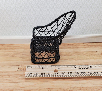 Dollhouse Tub Chair Black Metal for Patio Porch 1:12 Miniature Fairy Garden - Miniature Crush