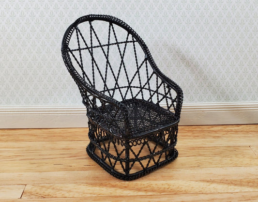 Dollhouse Tub Chair Black Metal for Patio Porch 1:12 Miniature Fairy Garden - Miniature Crush