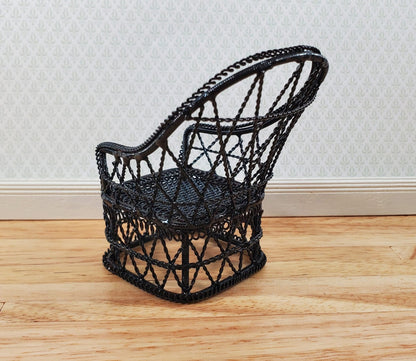 Dollhouse Tub Chair Black Metal for Patio Porch 1:12 Miniature Fairy Garden - Miniature Crush