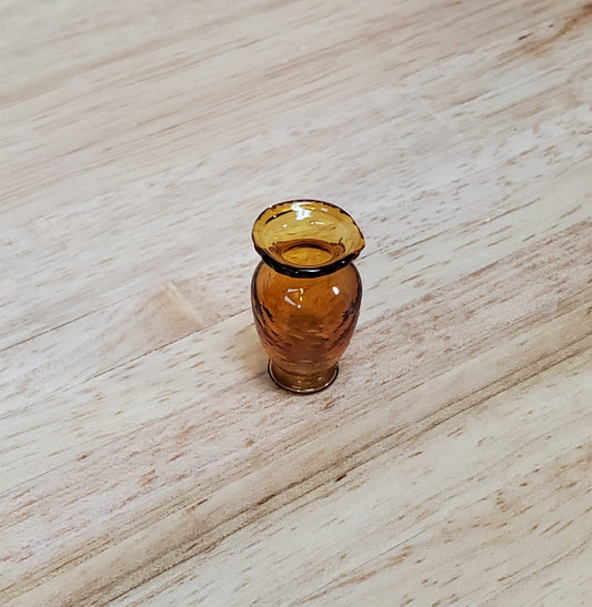 Dollhouse Vase Amber Glass Textured 1:12 Scale Miniature Hand Blown Philip Grenyer - Miniature Crush