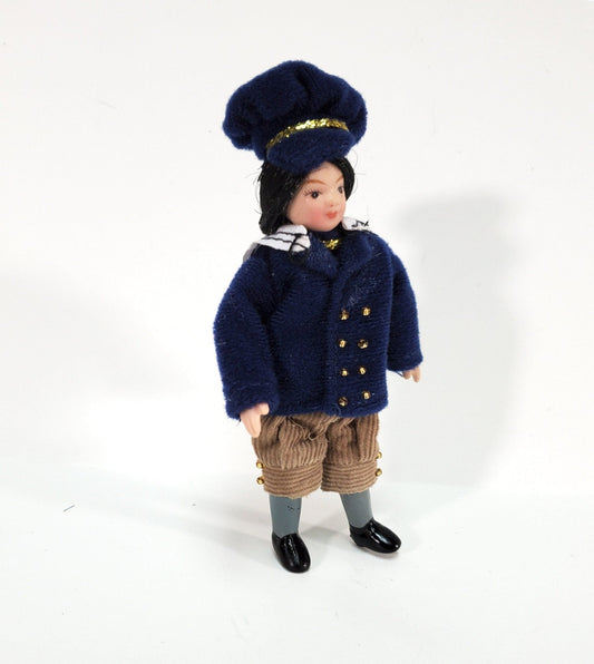Dollhouse Victorian Boy in Blue Son Doll Porcelain 1:12 Scale Miniature Family - Miniature Crush