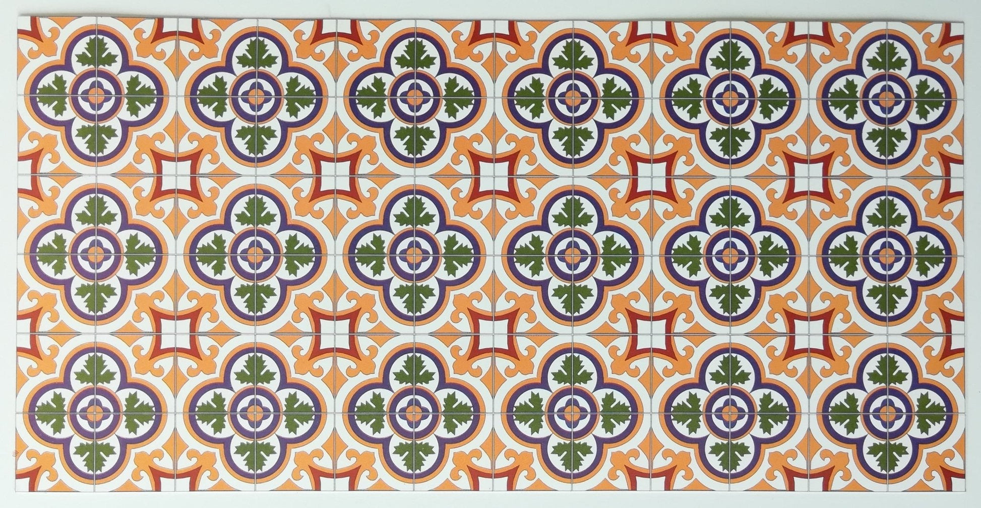 Dollhouse Victorian Clover Tile Flooring 1:12 Scale Miniature Green & Light Orange - Miniature Crush