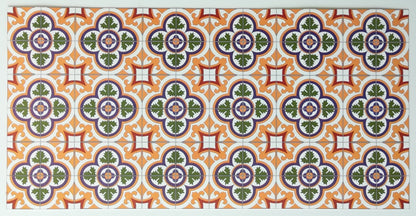 Dollhouse Victorian Clover Tile Flooring 1:12 Scale Miniature Green & Light Orange - Miniature Crush