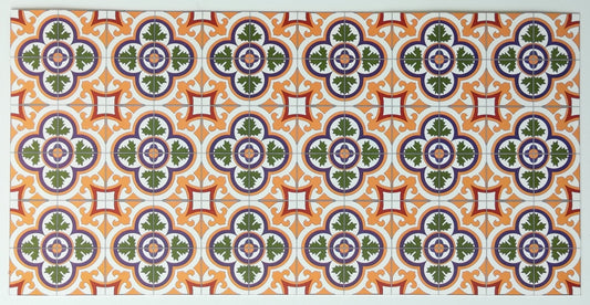 Dollhouse Victorian Clover Tile Flooring 1:12 Scale Miniature Green & Light Orange - Miniature Crush