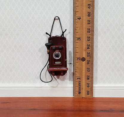 Dollhouse Wall Telephone Vintage Box Style 1900s 1:12 Scale Miniature Phone - Miniature Crush
