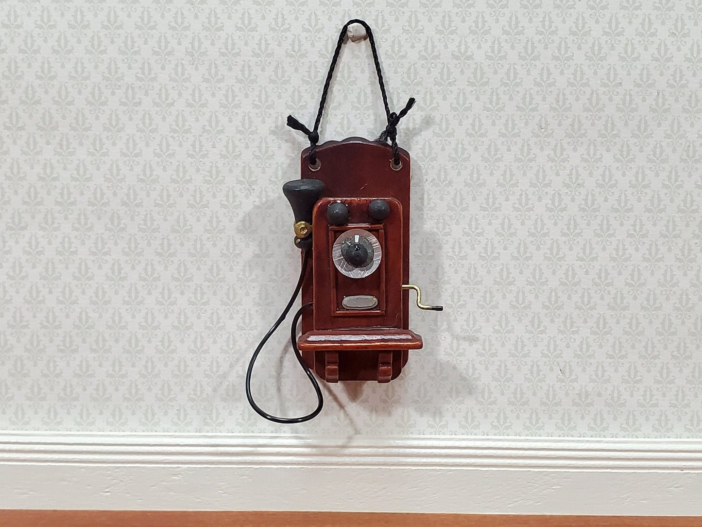 Dollhouse Wall Telephone Vintage Box Style 1900s 1:12 Scale Miniature Phone - Miniature Crush