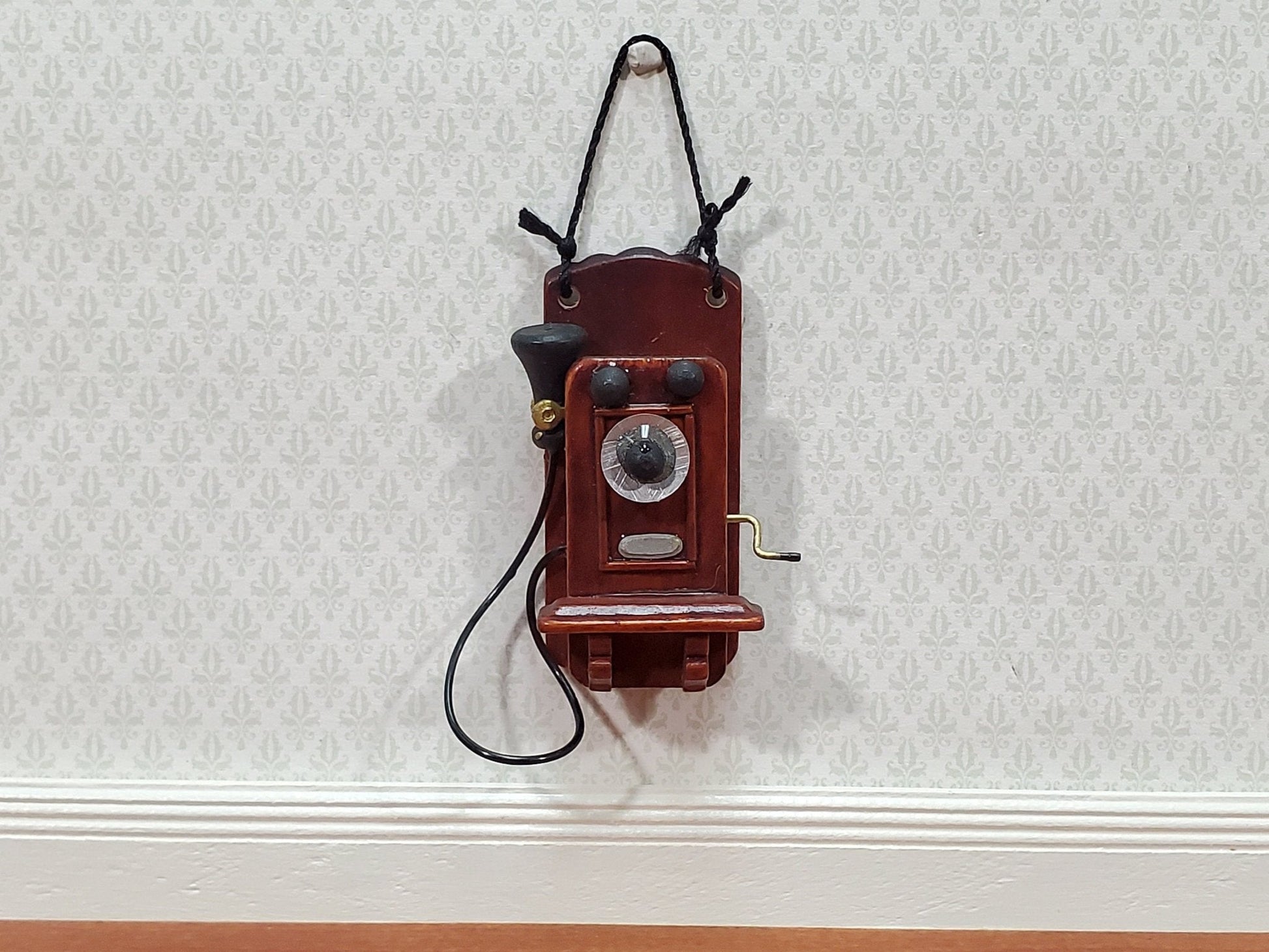 Dollhouse Wall Telephone Vintage Box Style 1900s 1:12 Scale Miniature Phone - Miniature Crush