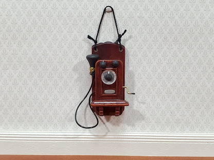 Dollhouse Wall Telephone Vintage Box Style 1900s 1:12 Scale Miniature Phone - Miniature Crush