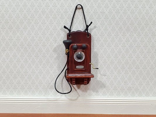 Dollhouse Wall Telephone Vintage Box Style 1900s 1:12 Scale Miniature Phone - Miniature Crush