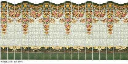 Dollhouse Wall Tiles Floral Embossed Art Nouveau Style 1:12 Scale Miniature - Miniature Crush