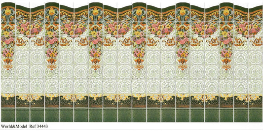Dollhouse Wall Tiles Floral Embossed Art Nouveau Style 1:12 Scale Miniature - Miniature Crush