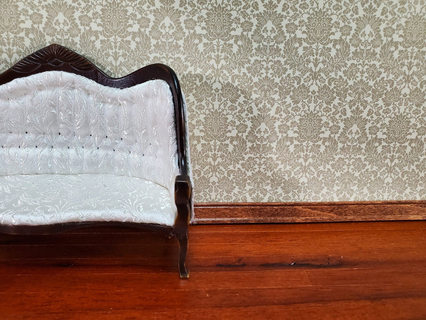 Dollhouse Wallpaper Berkshire Damask Clay on Cream Bradbury & Bradbury 1:12 Scale - Miniature Crush