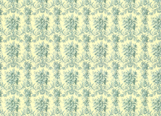Dollhouse Wallpaper Blue & Cream Floral "French Rose Tapestry" 1:12 Scale Itsy Bitsy Mini - Miniature Crush