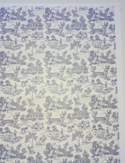 Dollhouse Wallpaper Brodnax "Campagne Toile Blue" 1:12 Scale Miniature - Miniature Crush
