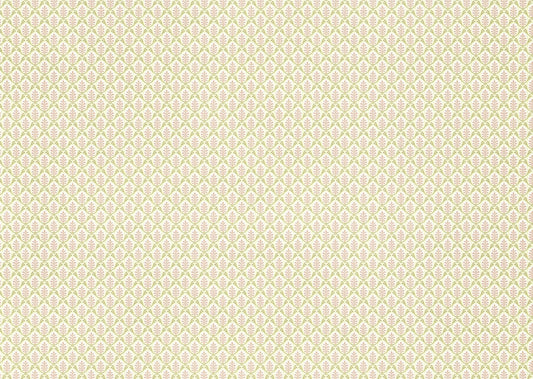 Dollhouse Wallpaper Brodnax Cream Green Pink "Cecelia" 1:12 Scale Miniature - Miniature Crush