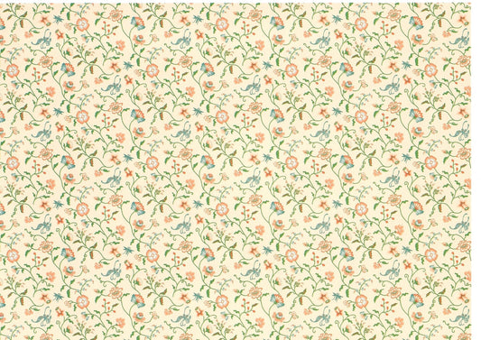 Dollhouse Wallpaper Brodnax "Papillon Peach" Floral 1:12 Scale French Country - Miniature Crush