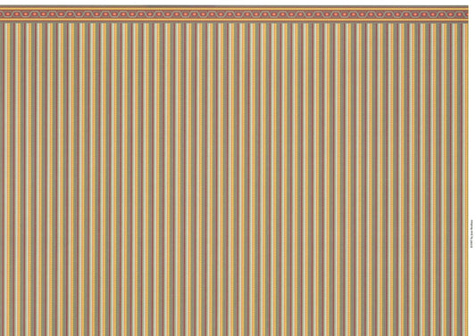 Dollhouse Wallpaper Brodnax Stripes Maroon Blue Gold "Patina" 1:12 Scale Miniature - Miniature Crush