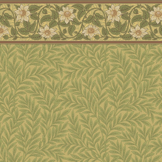 Dollhouse Wallpaper Clematis Leaves Arts and Crafts Bradbury & Bradbury 1:12 Scale - Miniature Crush