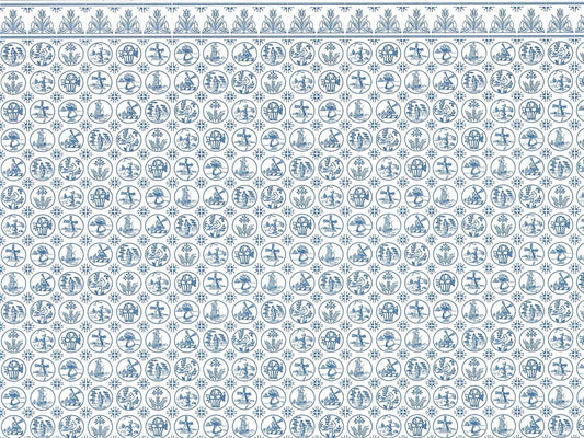 Dollhouse Wallpaper "Compact Dutch Tile" Delft Style Jackson's Miniatures Kitchen 1:12 Scale Blue & White - Miniature Crush