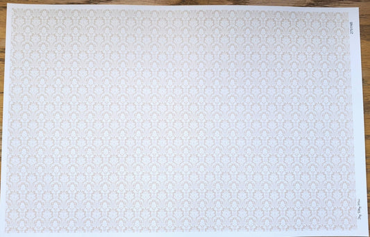 Dollhouse Wallpaper Damask Beige Light Tan 1:12 Scale Itsy Bitsy 2791NB - Miniature Crush