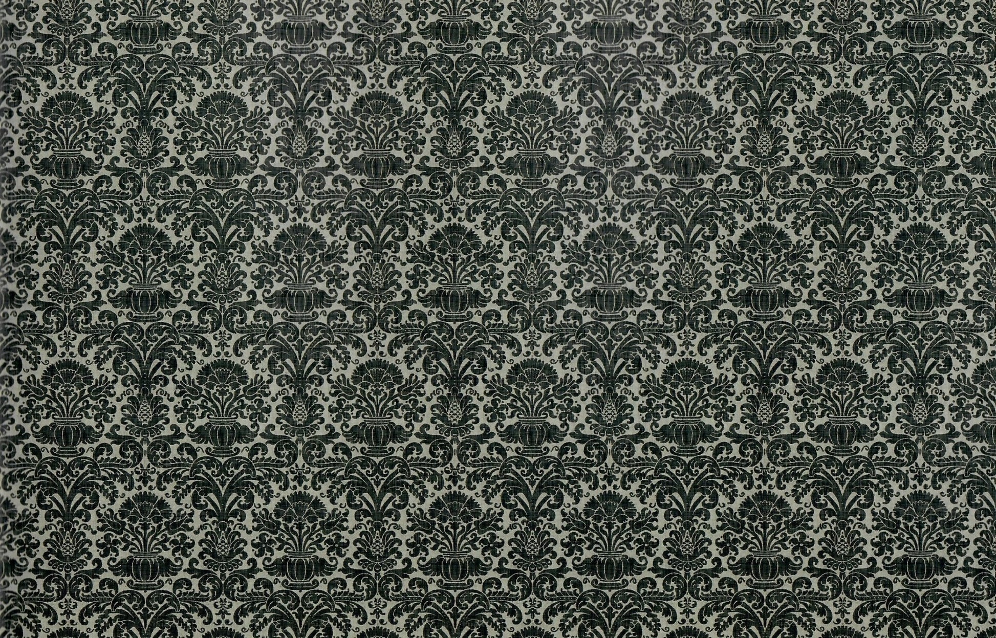 Dollhouse Wallpaper Damask Black on Gray Victorian 1:12 Itsy Bitsy Miniatures - Miniature Crush