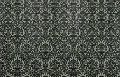 Dollhouse Wallpaper Damask Black on Gray Victorian 1:12 Itsy Bitsy Miniatures - Miniature Crush
