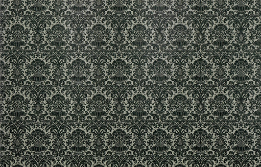 Dollhouse Wallpaper Damask Black on Gray Victorian 1:12 Itsy Bitsy Miniatures - Miniature Crush