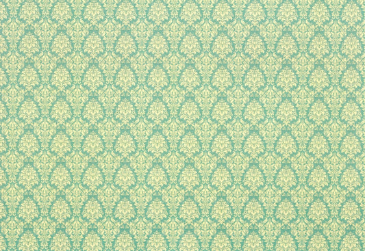 Dollhouse Wallpaper Damask Blue/Green Cream Victorian 1:12 Scale Itsy Bitsy Miniatures - Miniature Crush
