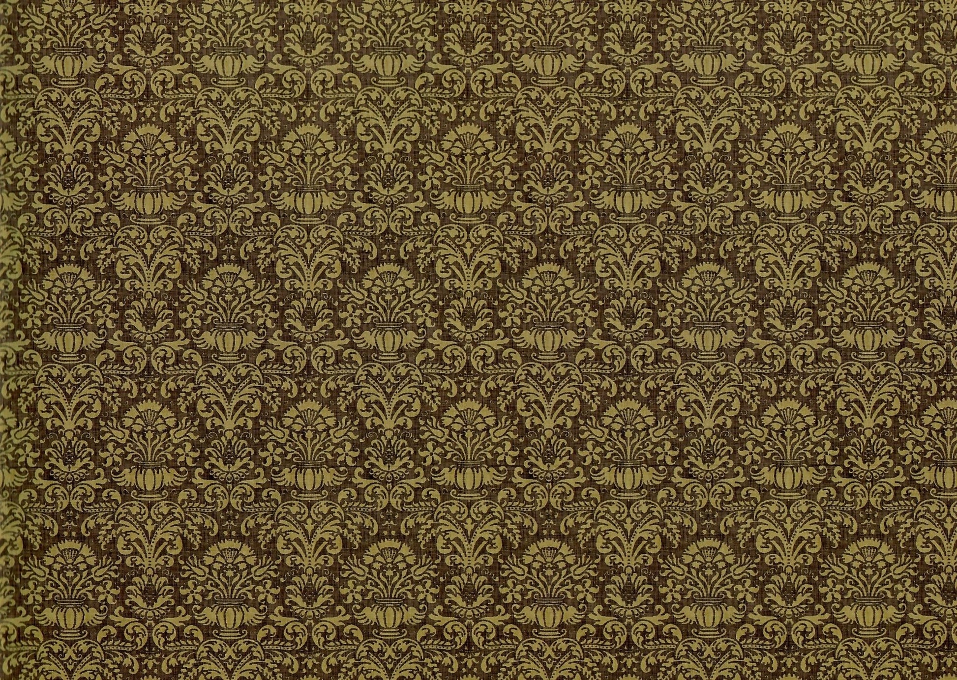 Dollhouse Wallpaper Damask Chocolate Brown Victorian 1:12 Scale Itsy Bitsy Miniatures - Miniature Crush