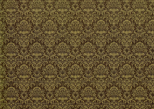 Dollhouse Wallpaper Damask Chocolate Brown Victorian 1:12 Scale Itsy Bitsy Miniatures - Miniature Crush