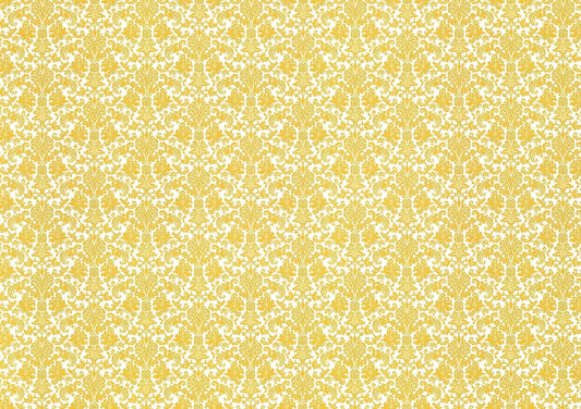 Dollhouse Wallpaper Damask Gold on White Victorian 1:12 Scale Itsy Bitsy Miniatures - Miniature Crush