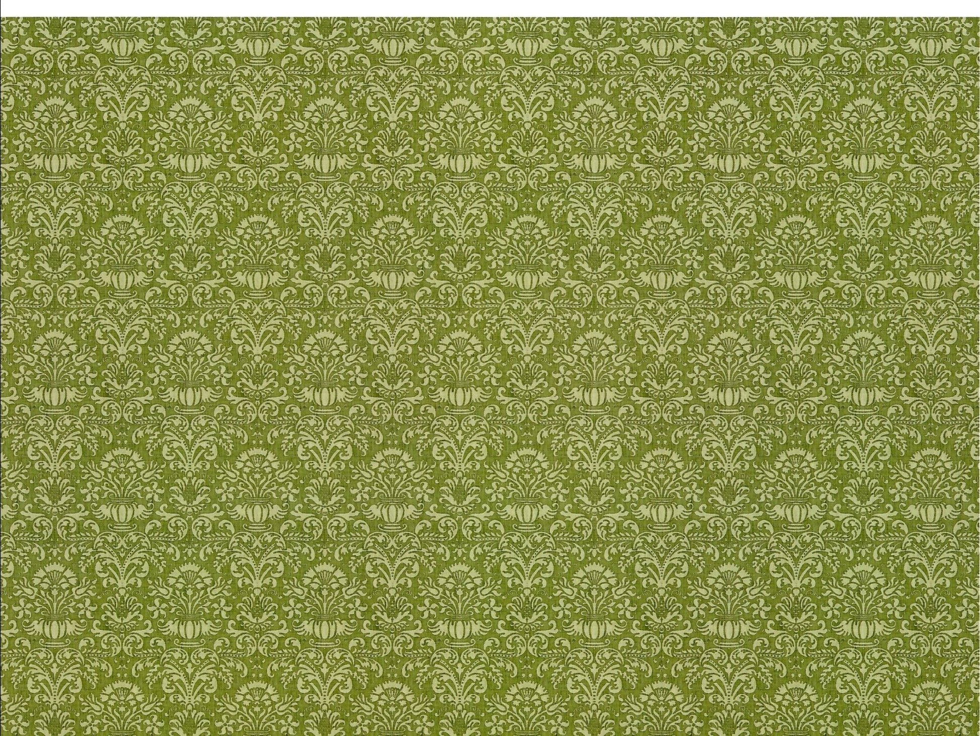 Dollhouse Wallpaper Damask Olive Green Victorian 1:12 Scale Itsy Bitsy Miniatures - Miniature Crush