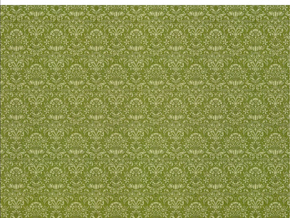 Dollhouse Wallpaper Damask Olive Green Victorian 1:12 Scale Itsy Bitsy Miniatures - Miniature Crush