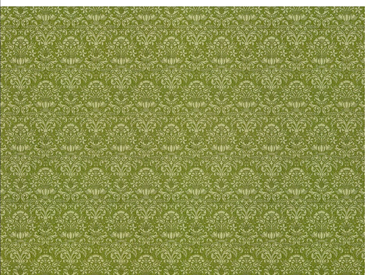 Dollhouse Wallpaper Damask Olive Green Victorian 1:12 Scale Itsy Bitsy Miniatures - Miniature Crush