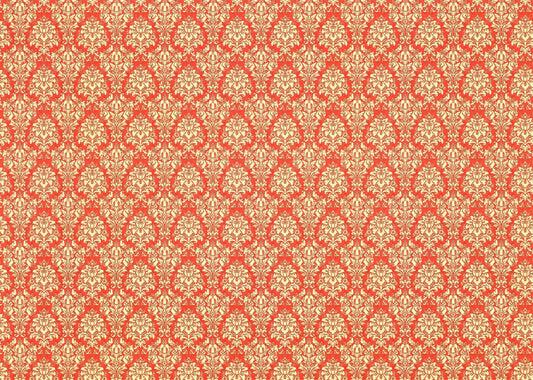 Dollhouse Wallpaper Damask Red/Coral & Cream Victorian 1:12 Scale Itsy Bitsy Miniatures - Miniature Crush