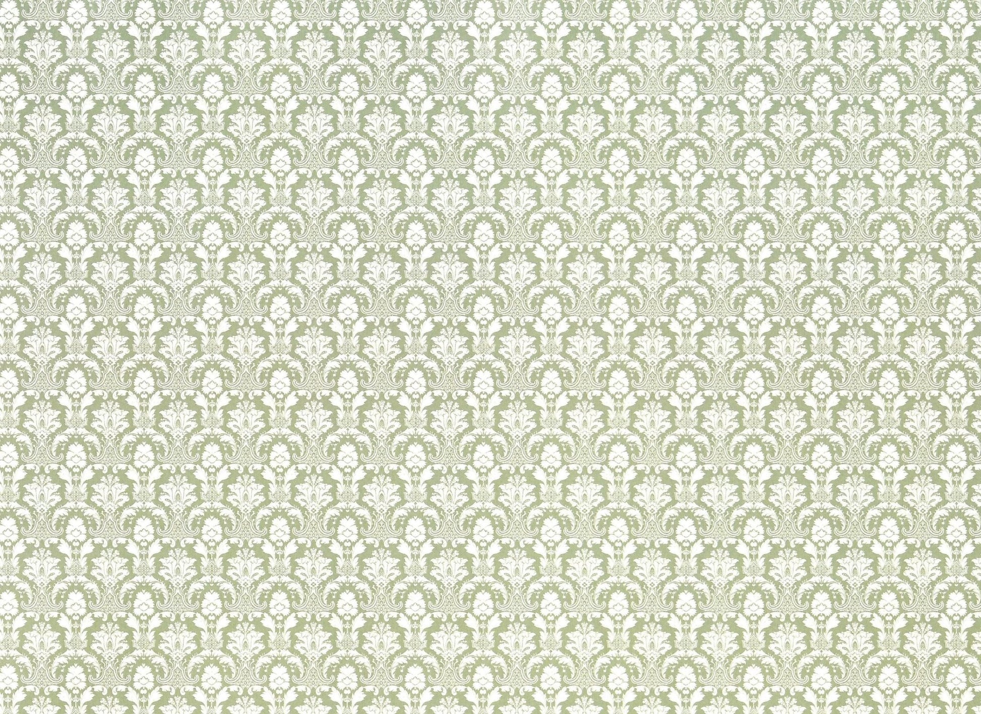 Dollhouse Wallpaper Damask Sage Green & White 1:12 Scale Itsy Bitsy 2794NB - Miniature Crush