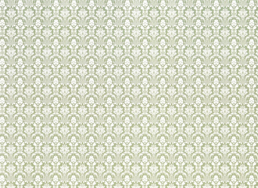 Dollhouse Wallpaper Damask Sage Green & White 1:12 Scale Itsy Bitsy 2794NB - Miniature Crush