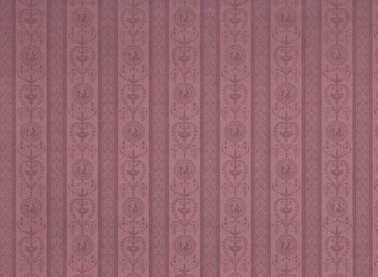 Dollhouse Wallpaper Dark Mauve x3 Sheets "Sheraton Rose" 1:12 Scale Miniature - Miniature Crush