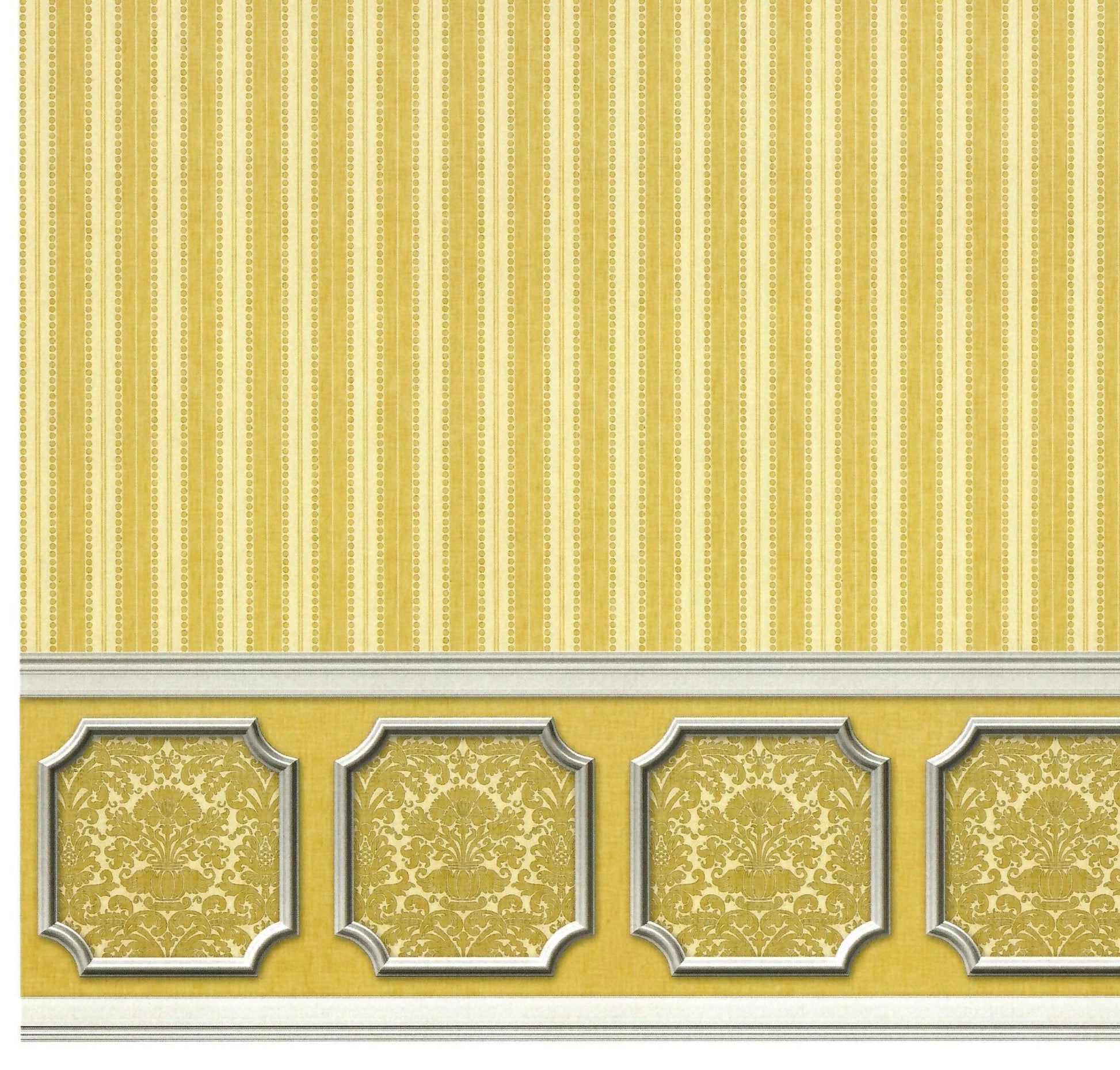 Dollhouse Wallpaper Dark Mustard Striped Annabelle Wainscot 1:12 Scale Itsy Bitsy - Miniature Crush
