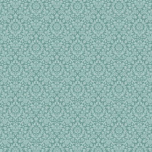 Dollhouse Wallpaper Essex Damask Blue Green Bradbury & Bradbury 1:12 Scale - Miniature Crush