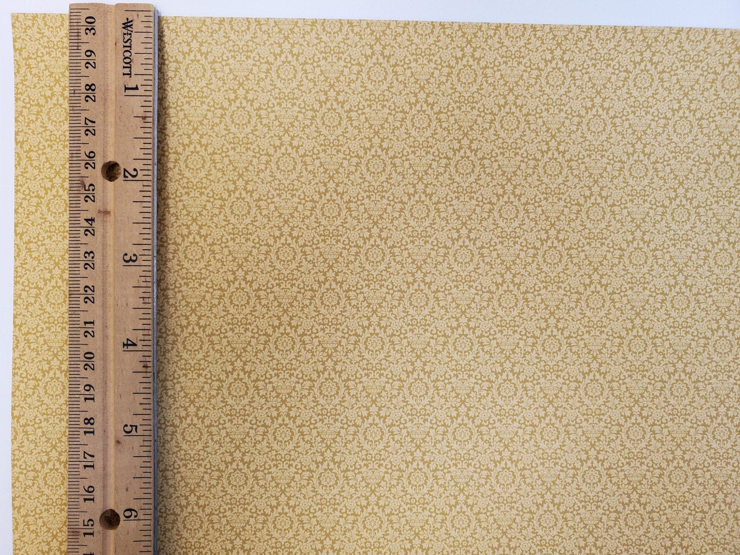 Dollhouse Wallpaper Essex Damask Yellow + Beige Bradbury & Bradbury 1:12 Scale - Miniature Crush