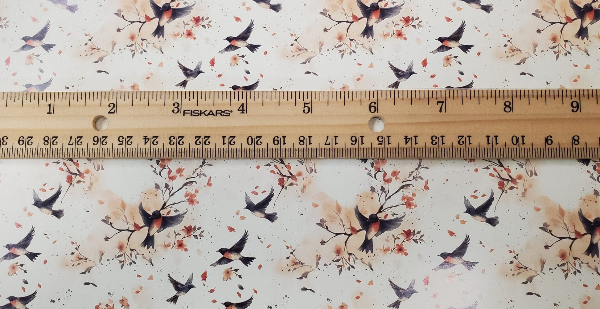 Dollhouse Wallpaper Flirty Birds Cream Beige Gray 1:12 Scale by MiniatureCrush - Miniature Crush