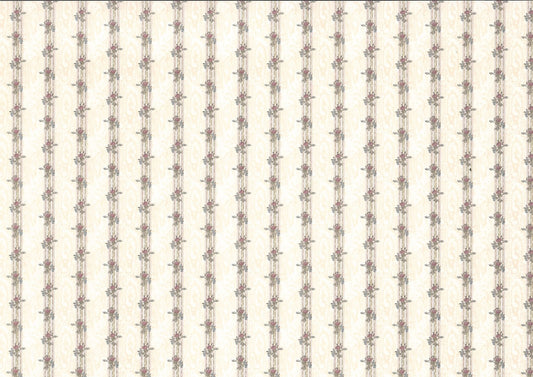Dollhouse Wallpaper Floral Stripes 3 Sheets "Reflections Rose" 1:12 Scale Miniature - Miniature Crush