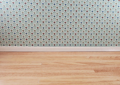 Dollhouse Wallpaper "Flower Pots" Green White Bradbury & Bradbury 1:12 Scale - Miniature Crush