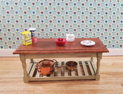 Dollhouse Wallpaper "Flower Pots" Green White Bradbury & Bradbury 1:12 Scale - Miniature Crush