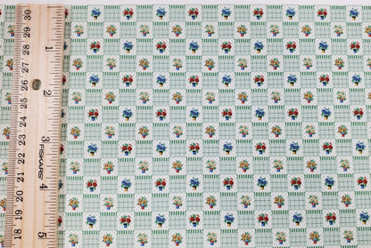 Dollhouse Wallpaper "Flower Pots" Green White Bradbury & Bradbury 1:12 Scale - Miniature Crush